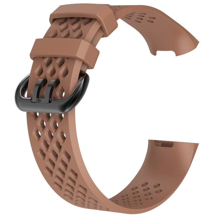 Square Hole Adjustable Sport Watch Band for FITBIT Charge 3(Coffee) - Watch Bands by buy2fix | Online Shopping UK | buy2fix