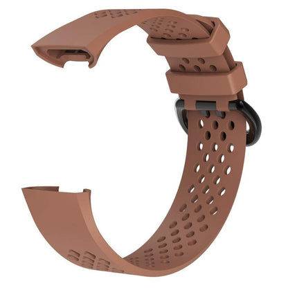 Square Hole Adjustable Sport Watch Band for FITBIT Charge 3(Coffee) - Watch Bands by buy2fix | Online Shopping UK | buy2fix