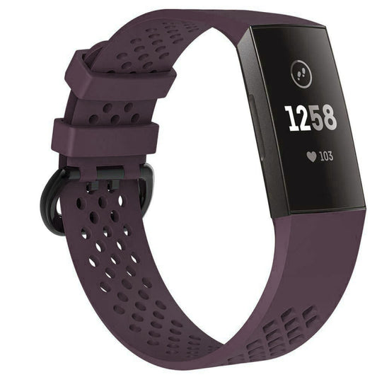 Square Hole Adjustable Sport Watch Band for FITBIT Charge 3(Dark Purple) - Watch Bands by buy2fix | Online Shopping UK | buy2fix