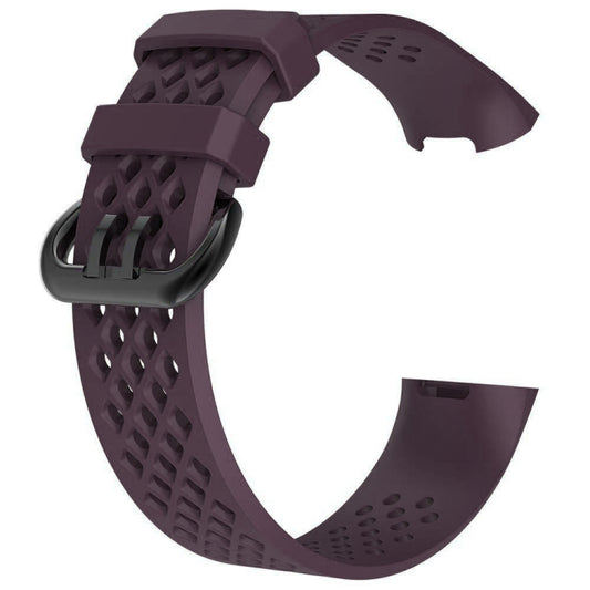 Square Hole Adjustable Sport Watch Band for FITBIT Charge 3(Dark Purple) - Watch Bands by buy2fix | Online Shopping UK | buy2fix
