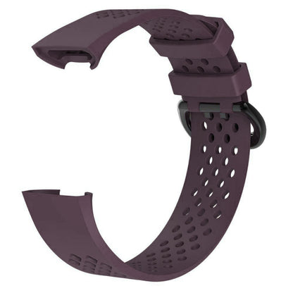 Square Hole Adjustable Sport Watch Band for FITBIT Charge 3(Dark Purple) - Watch Bands by buy2fix | Online Shopping UK | buy2fix