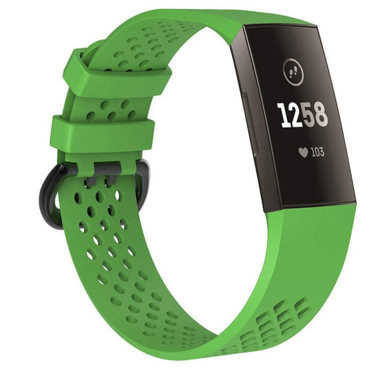 Square Hole Adjustable Sport Watch Band for FITBIT Charge 3(Green) - Watch Bands by buy2fix | Online Shopping UK | buy2fix