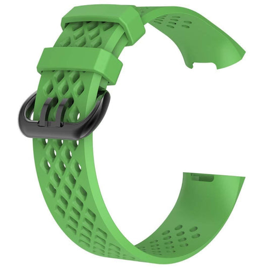 Square Hole Adjustable Sport Watch Band for FITBIT Charge 3(Green) - Watch Bands by buy2fix | Online Shopping UK | buy2fix