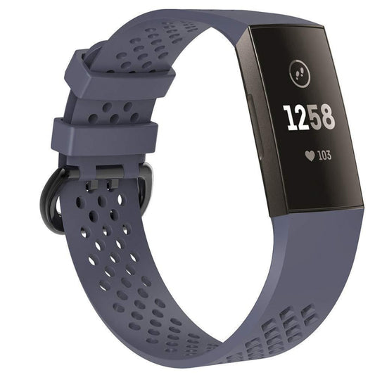 Square Hole Adjustable Sport Watch Band for FITBIT Charge 3(Grey) - Watch Bands by buy2fix | Online Shopping UK | buy2fix