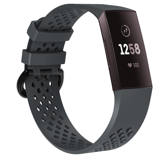 Square Hole Adjustable Sport Watch Band for FITBIT Charge 3(Navy Blue) - Watch Bands by buy2fix | Online Shopping UK | buy2fix
