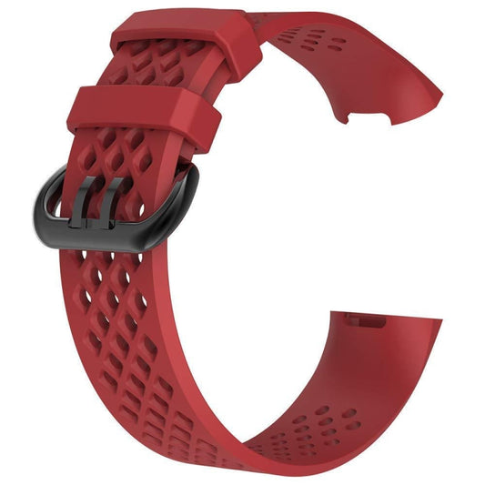 Square Hole Adjustable Sport Watch Band for FITBIT Charge 3(Red) - Watch Bands by buy2fix | Online Shopping UK | buy2fix