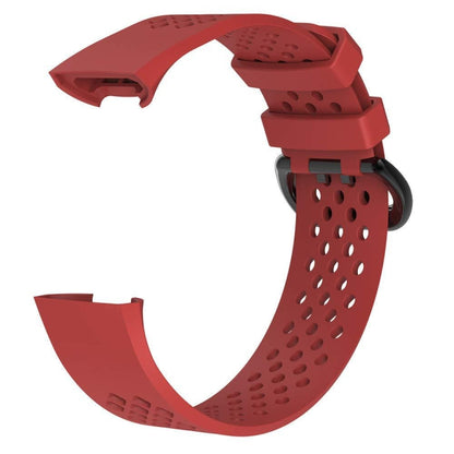 Square Hole Adjustable Sport Watch Band for FITBIT Charge 3(Red) - Watch Bands by buy2fix | Online Shopping UK | buy2fix