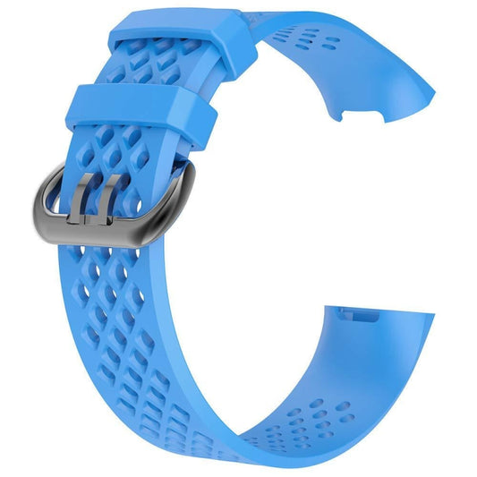 Square Hole Adjustable Sport Watch Band for FITBIT Charge 3(Sky Blue) - Watch Bands by buy2fix | Online Shopping UK | buy2fix