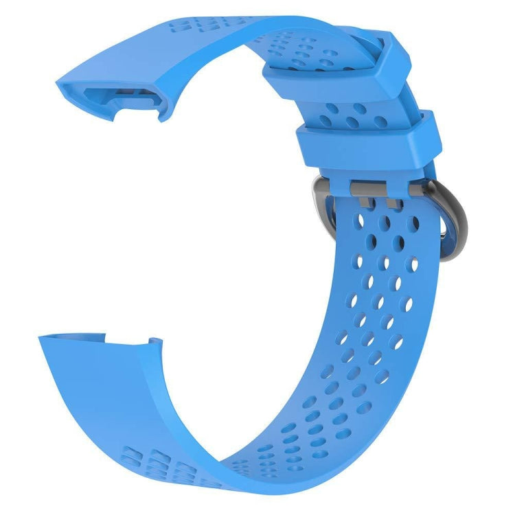 Square Hole Adjustable Sport Watch Band for FITBIT Charge 3(Sky Blue) - Watch Bands by buy2fix | Online Shopping UK | buy2fix