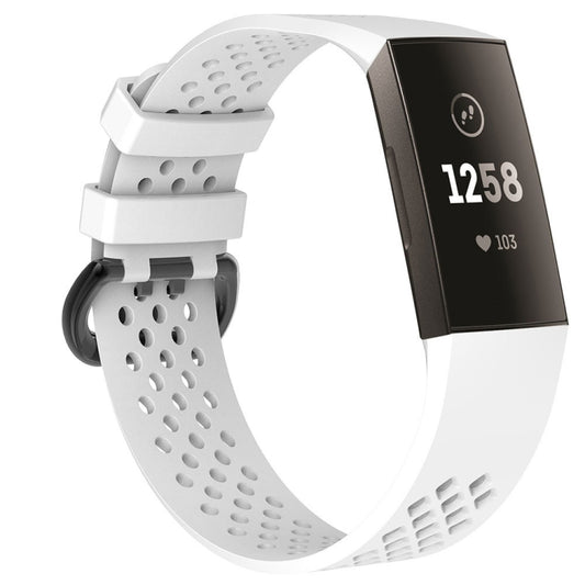 Square Hole Adjustable Sport Watch Band for FITBIT Charge 3(White) - Watch Bands by buy2fix | Online Shopping UK | buy2fix