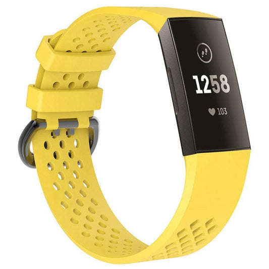 Square Hole Adjustable Sport Watch Band for FITBIT Charge 3(Yellow) - Watch Bands by buy2fix | Online Shopping UK | buy2fix