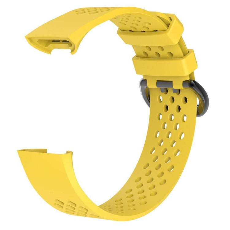 Square Hole Adjustable Sport Watch Band for FITBIT Charge 3(Yellow) - Watch Bands by buy2fix | Online Shopping UK | buy2fix