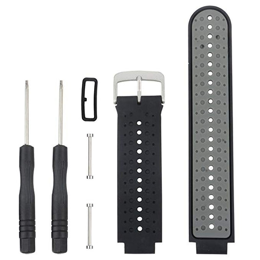Two-colour Silicone Sport Watch Band for Garmin Forerunner 230 / 235 / 620 / 630 / 735XT(Black Grey) - Watch Bands by buy2fix | Online Shopping UK | buy2fix