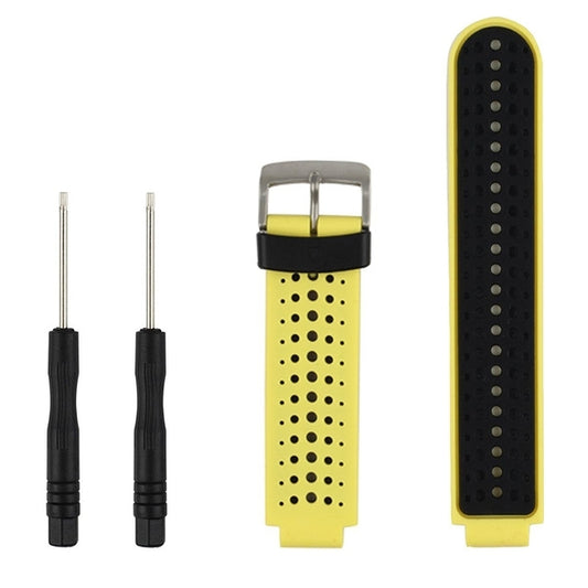Two-colour Silicone Sport Watch Band for Garmin Forerunner 230 / 235 / 620 / 630 / 735XT(Black Yellow) - Watch Bands by buy2fix | Online Shopping UK | buy2fix