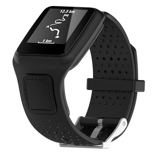 Silicone Sport Watch Band for TomTom 1 Series Runner / Cardio(Black) - Watch Bands by buy2fix | Online Shopping UK | buy2fix
