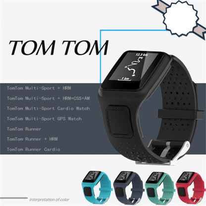 Silicone Sport Watch Band for TomTom 1 Series Runner / Cardio(Navy Blue) - Watch Bands by buy2fix | Online Shopping UK | buy2fix