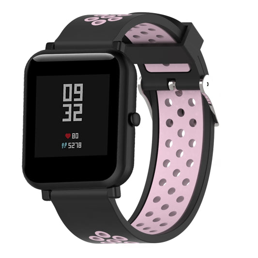Double Colour Silicone Sport Watch Band for Xiaomi Huami Amazfit Bip Lite Version 20mm(Black Pink) - Watch Bands by buy2fix | Online Shopping UK | buy2fix