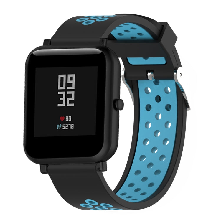 Double Colour Silicone Sport Watch Band for Xiaomi Huami Amazfit Bip Lite Version 20mm(Black Blue) - Watch Bands by buy2fix | Online Shopping UK | buy2fix