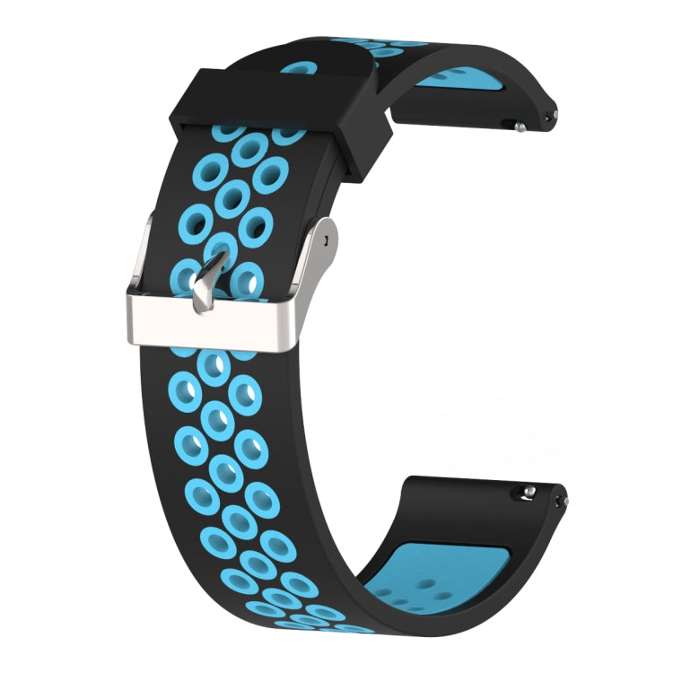 Double Colour Silicone Sport Watch Band for Xiaomi Huami Amazfit Bip Lite Version 20mm(Black Blue) - Watch Bands by buy2fix | Online Shopping UK | buy2fix