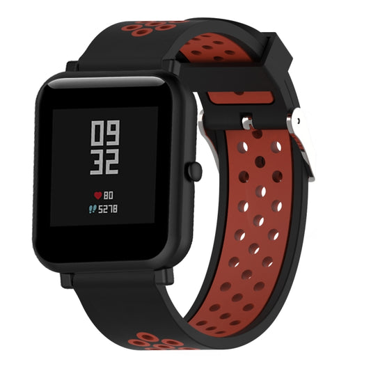 Double Colour Silicone Sport Watch Band for Xiaomi Huami Amazfit Bip Lite Version 20mm(Black Red) - Watch Bands by buy2fix | Online Shopping UK | buy2fix
