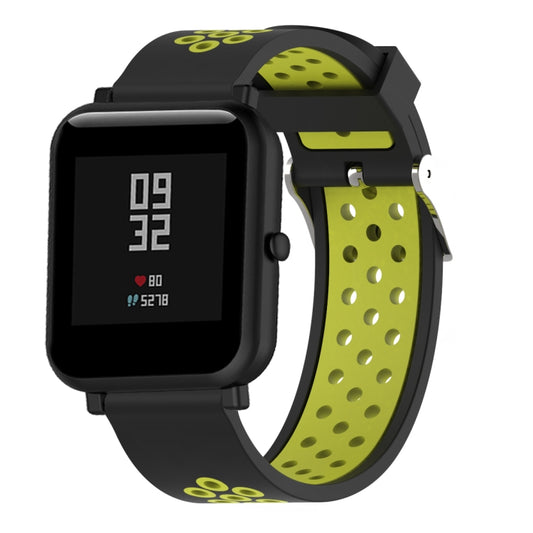 Double Colour Silicone Sport Watch Band for Xiaomi Huami Amazfit Bip Lite Version 20mm(Black Yellow) - Watch Bands by buy2fix | Online Shopping UK | buy2fix