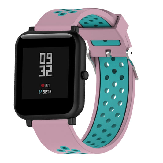 Double Colour Silicone Sport Watch Band for Xiaomi Huami Amazfit Bip Lite Version 20mm(Mint Green + Light Pink) - Watch Bands by buy2fix | Online Shopping UK | buy2fix