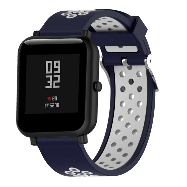 Double Colour Silicone Sport Watch Band for Xiaomi Huami Amazfit Bip Lite Version 20mm(White Blue) - Watch Bands by buy2fix | Online Shopping UK | buy2fix