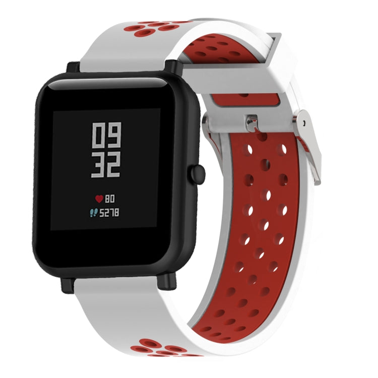 Double Colour Silicone Sport Watch Band for Xiaomi Huami Amazfit Bip Lite Version 20mm(White Red) - Watch Bands by buy2fix | Online Shopping UK | buy2fix