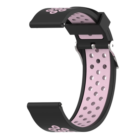 Double Colour Silicone Sport Watch Band for Xiaomi Huami Amazfit Bip Lite Version 22mm(Black Pink) - Watch Bands by buy2fix | Online Shopping UK | buy2fix