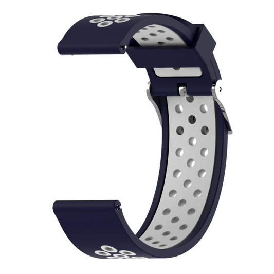 Double Colour Silicone Sport Watch Band for Xiaomi Huami Amazfit Bip Lite Version 22mm(White Blue) - Watch Bands by buy2fix | Online Shopping UK | buy2fix