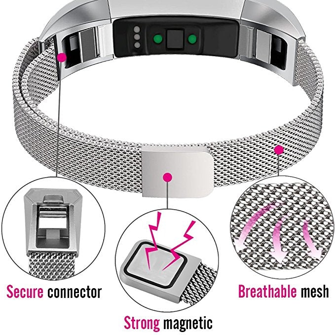 Stainless Steel Magnet Watch Band for FITBIT Alta,Size: Large, 170-236mm(Silver) - Watch Bands by buy2fix | Online Shopping UK | buy2fix