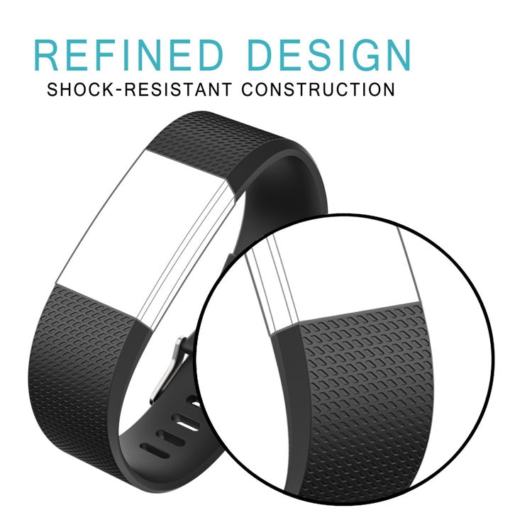 Square Pattern Adjustable Sport Watch Band for FITBIT Charge 2, Size: L, 12.5x8.5cm(Black) - Watch Bands by buy2fix | Online Shopping UK | buy2fix
