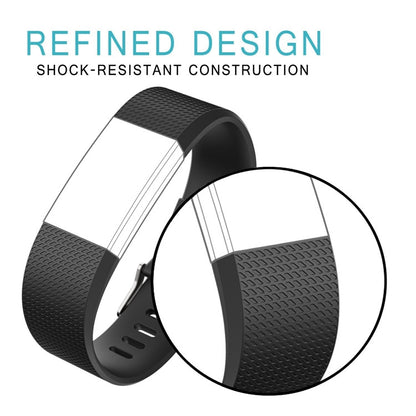 Square Pattern Adjustable Sport Watch Band for FITBIT Charge 2, Size: L, 12.5x8.5cm(Black) - Watch Bands by buy2fix | Online Shopping UK | buy2fix