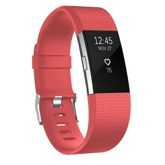 Square Pattern Adjustable Sport Watch Band for FITBIT Charge 2, Size: L, 12.5x8.5cm(Coral Red) - Watch Bands by buy2fix | Online Shopping UK | buy2fix