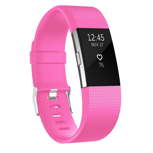 Square Pattern Adjustable Sport Watch Band for FITBIT Charge 2, Size: L, 12.5x8.5cm(Rose Red) - Watch Bands by buy2fix | Online Shopping UK | buy2fix