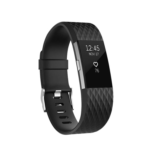 Diamond Pattern Adjustable Sport Watch Band for FITBIT Charge 2, Size: S, 10.5x8.5cm(Black) - Watch Bands by buy2fix | Online Shopping UK | buy2fix