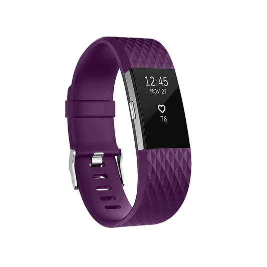 Diamond Pattern Adjustable Sport Watch Band for FITBIT Charge 2, Size: S, 10.5x8.5cm(Purple) - Watch Bands by buy2fix | Online Shopping UK | buy2fix