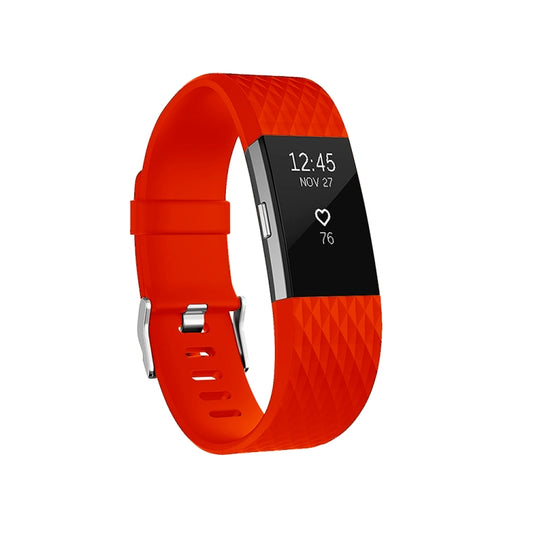 Diamond Pattern Adjustable Sport Watch Band for FITBIT Charge 2, Size: L, 12.5x8.5cm(Bright Red) - Watch Bands by buy2fix | Online Shopping UK | buy2fix