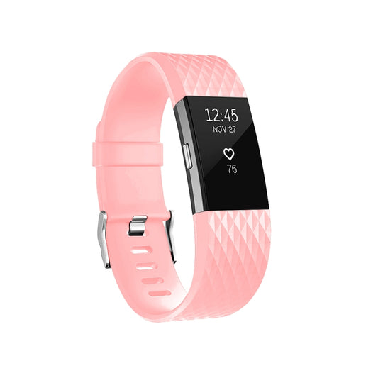 Diamond Pattern Adjustable Sport Watch Band for FITBIT Charge 2, Size: L, 12.5x8.5cm(Pink) - Watch Bands by buy2fix | Online Shopping UK | buy2fix