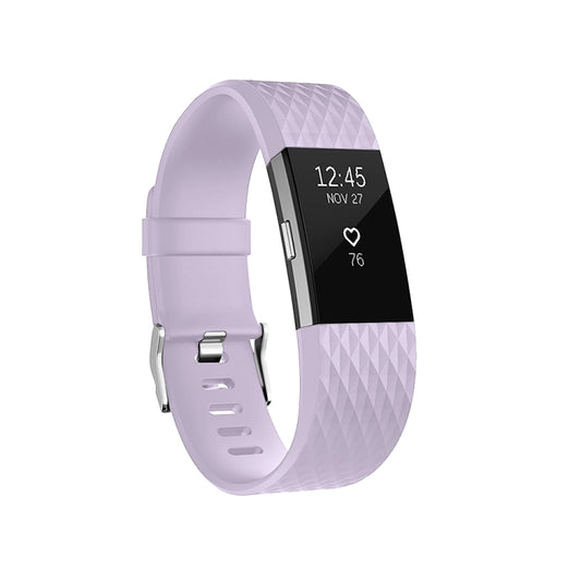 Diamond Pattern Adjustable Sport Watch Band for FITBIT Charge 2, Size: L, 12.5x8.5cm(Light Purple) - Watch Bands by buy2fix | Online Shopping UK | buy2fix