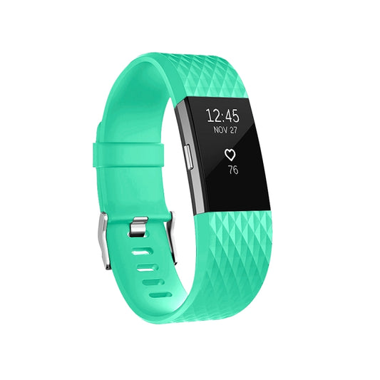 Diamond Pattern Adjustable Sport Watch Band for FITBIT Charge 2, Size: L, 12.5x8.5cm(Mint Green) - Watch Bands by buy2fix | Online Shopping UK | buy2fix