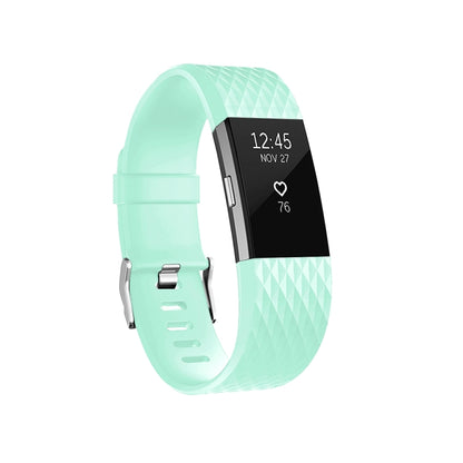 Diamond Pattern Adjustable Sport Watch Band for FITBIT Charge 2, Size: L, 12.5x8.5cm(Cyan) - Watch Bands by buy2fix | Online Shopping UK | buy2fix
