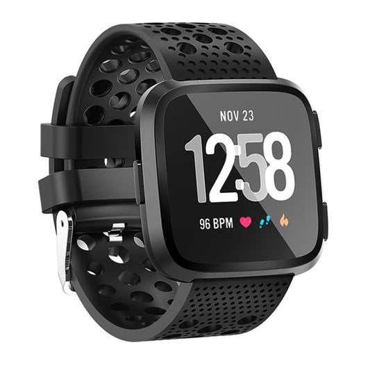 Smart Watch Venting Circle Hole Watch Band for Fitbit Versa(Black) - Watch Bands by buy2fix | Online Shopping UK | buy2fix