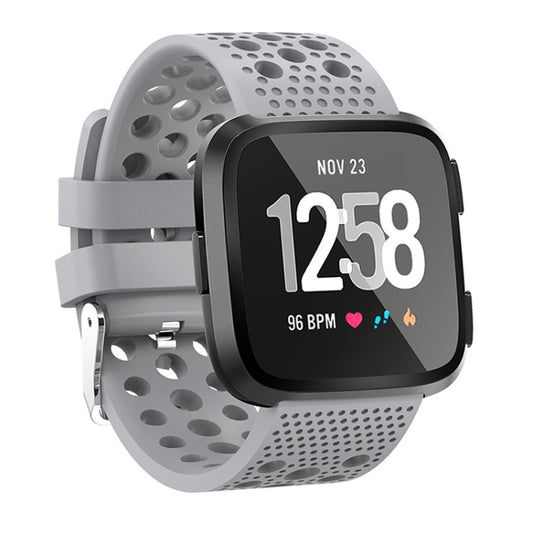 Smart Watch Venting Circle Hole Watch Band for Fitbit Versa(Grey) - Watch Bands by buy2fix | Online Shopping UK | buy2fix