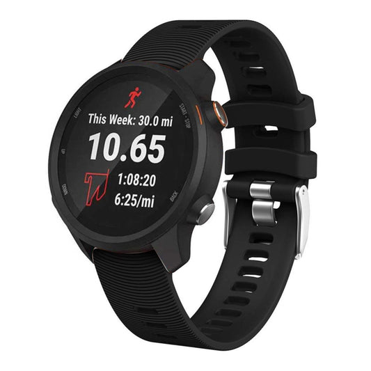 Smart Watch Silicone Watch Band for Garmin Forerunner 245(Black) - Watch Bands by buy2fix | Online Shopping UK | buy2fix