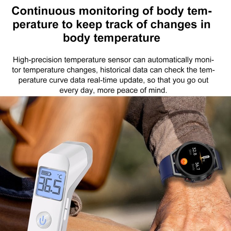 ET310 1.39 inch IPS Screen IP67 Waterproof Leather Band Smart Watch, Support Body Temperature Monitoring / ECG (Brown) by buy2fix