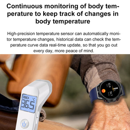 ET310 1.39 inch IPS Screen IP67 Waterproof Leather Band Smart Watch, Support Body Temperature Monitoring / ECG (Brown) by buy2fix