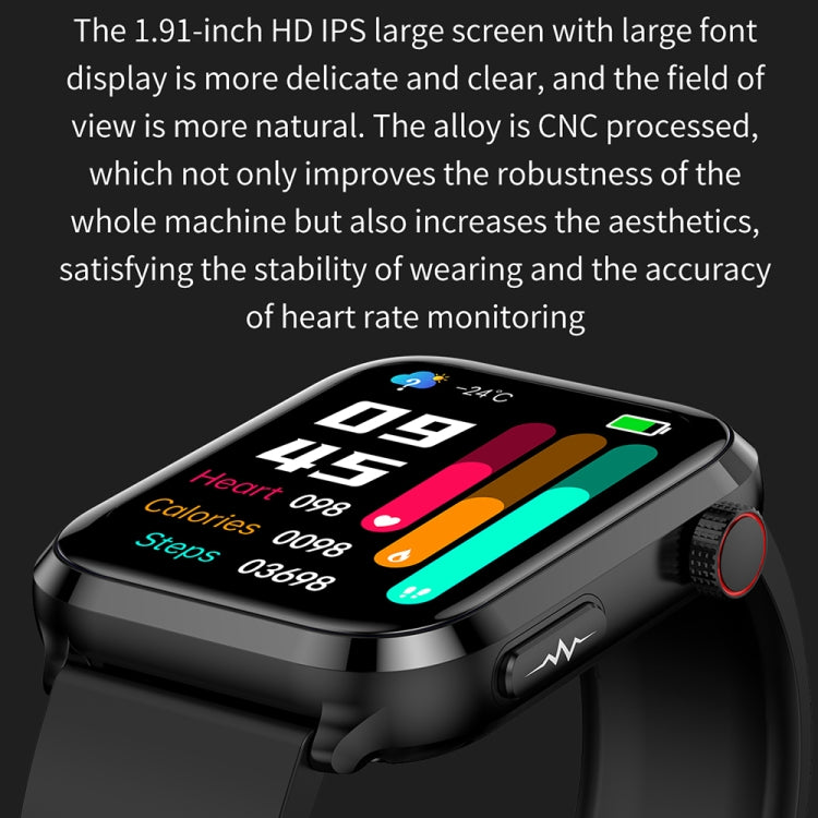 ET210 1.91 inch IPS Screen IP67 Waterproof Silicone Band Smart Watch, Support Body Temperature Monitoring / ECG (Red) by buy2fix