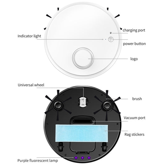 BOWAI OB12 Household Intelligent USB Charging Sweeping Robot (White) - Robot Vacuum Cleaner by buy2fix | Online Shopping UK | buy2fix
