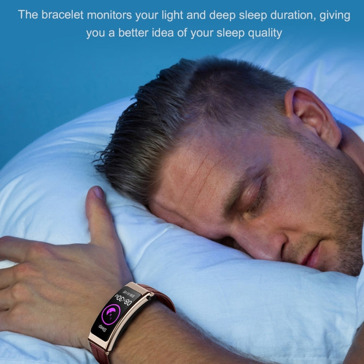 K13 1.14 inch Leather Band Earphone Detachable Smart Watch Support Bluetooth Call (Brown) by buy2fix